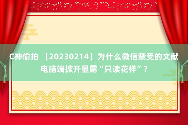 C神偷拍 【20230214】为什么微信禁受的文献电脑端掀开显露“只读花样”？