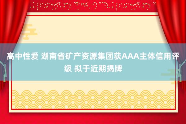 高中性爱 湖南省矿产资源集团获AAA主体信用评级 拟于近期揭牌