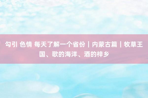 勾引 色情 每天了解一个省份｜内蒙古篇｜牧草王国、歌的海洋、酒的梓乡