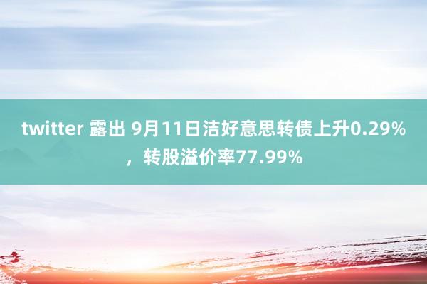 twitter 露出 9月11日洁好意思转债上升0.29%，转股溢价率77.99%