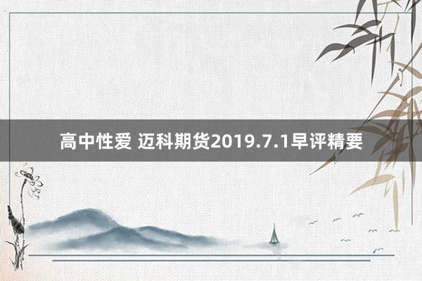 高中性爱 迈科期货2019.7.1早评精要