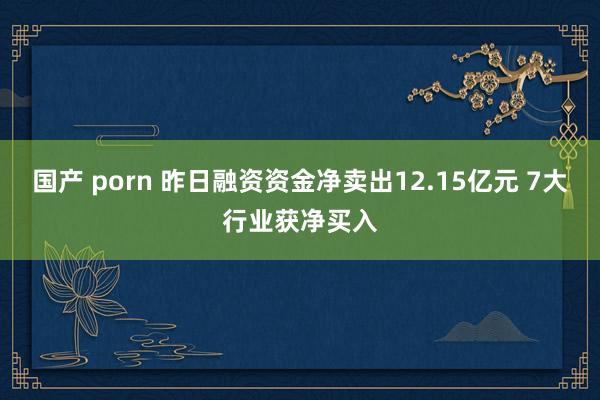 国产 porn 昨日融资资金净卖出12.15亿元 7大行业获净买入