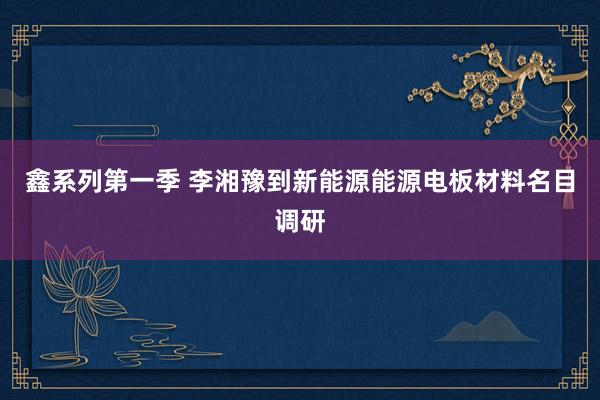 鑫系列第一季 李湘豫到新能源能源电板材料名目调研