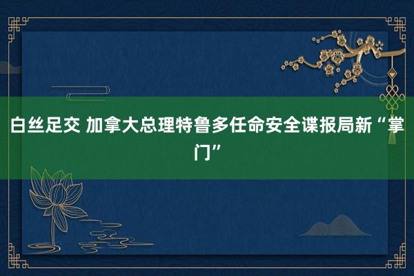 白丝足交 加拿大总理特鲁多任命安全谍报局新“掌门”