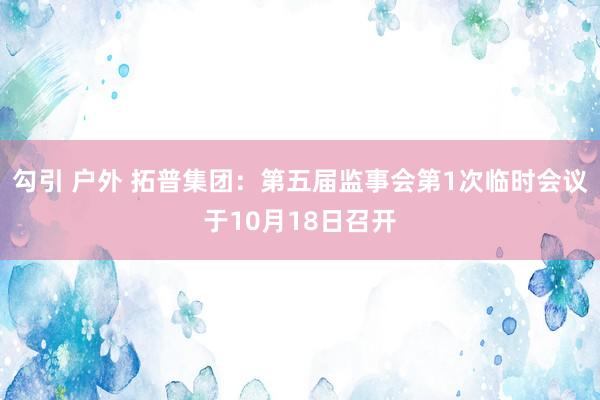 勾引 户外 拓普集团：第五届监事会第1次临时会议于10月18日召开