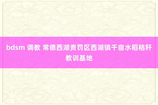 bdsm 调教 常德西湖责罚区西湖镇千亩水稻秸秆教训基地