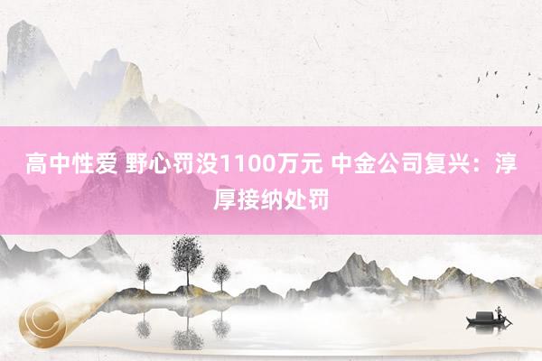 高中性爱 野心罚没1100万元 中金公司复兴：淳厚接纳处罚