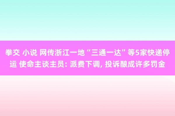 拳交 小说 网传浙江一地“三通一达”等5家快递停运 使命主谈主员: 派费下调, 