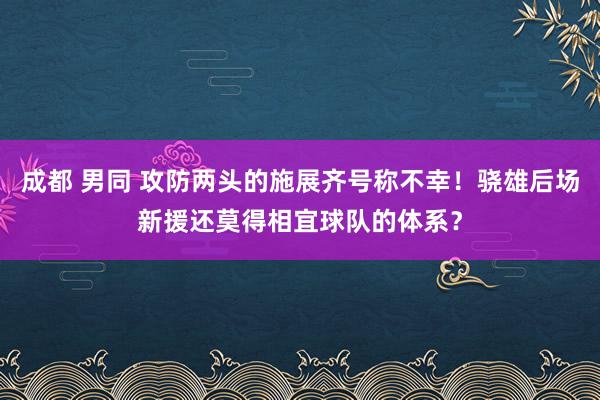 成都 男同 攻防两头的施展齐号称不幸！骁雄后场新援还莫得相宜球队的体系？