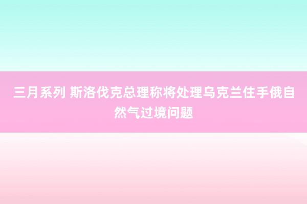 三月系列 斯洛伐克总理称将处理乌克兰住手俄自然气过境问题