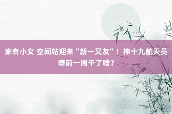 家有小女 空间站迎来“新一又友”！神十九航天员畴前一周干了啥？